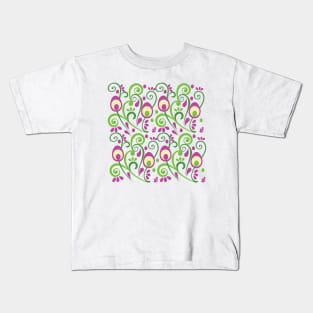 Peacock Feathers Indian Pattern Pink Kids T-Shirt